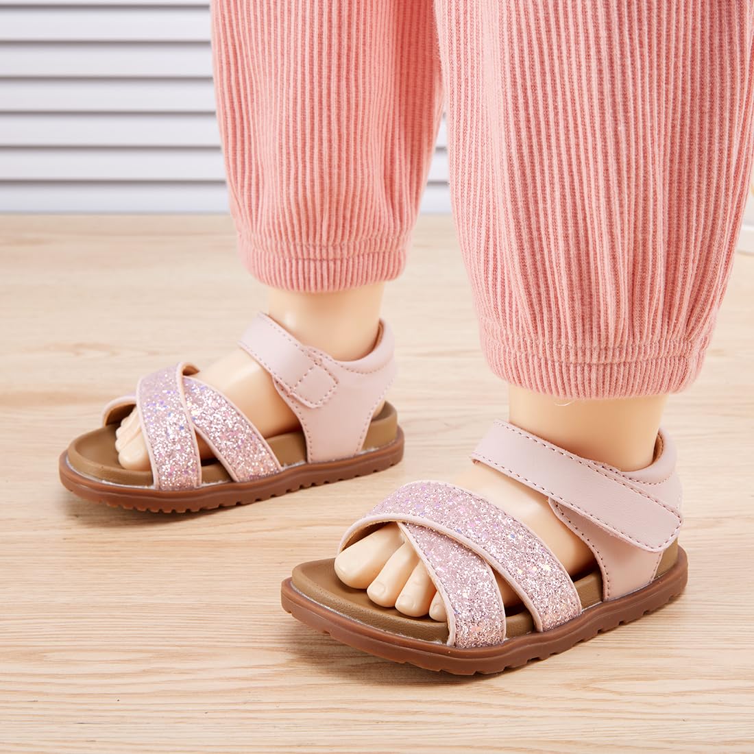 BMCiTYBM Baby Girls Sandals Glitter First Boys Walking Shoes Pink Size 18-24 Months Toddler