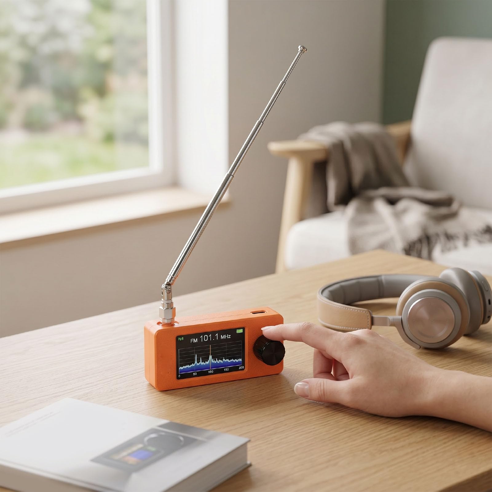 FTVOGUE Tragbares AM-FM-Transistorradio mit 1,9-Zoll-IPS-Bildschirm für | SI4732 DSP-Empfänger, Unterstützt FM/AM/LSB/USB, Wiederaufladbarer 800-mAh-, Kompaktes ABS-Gehäuse