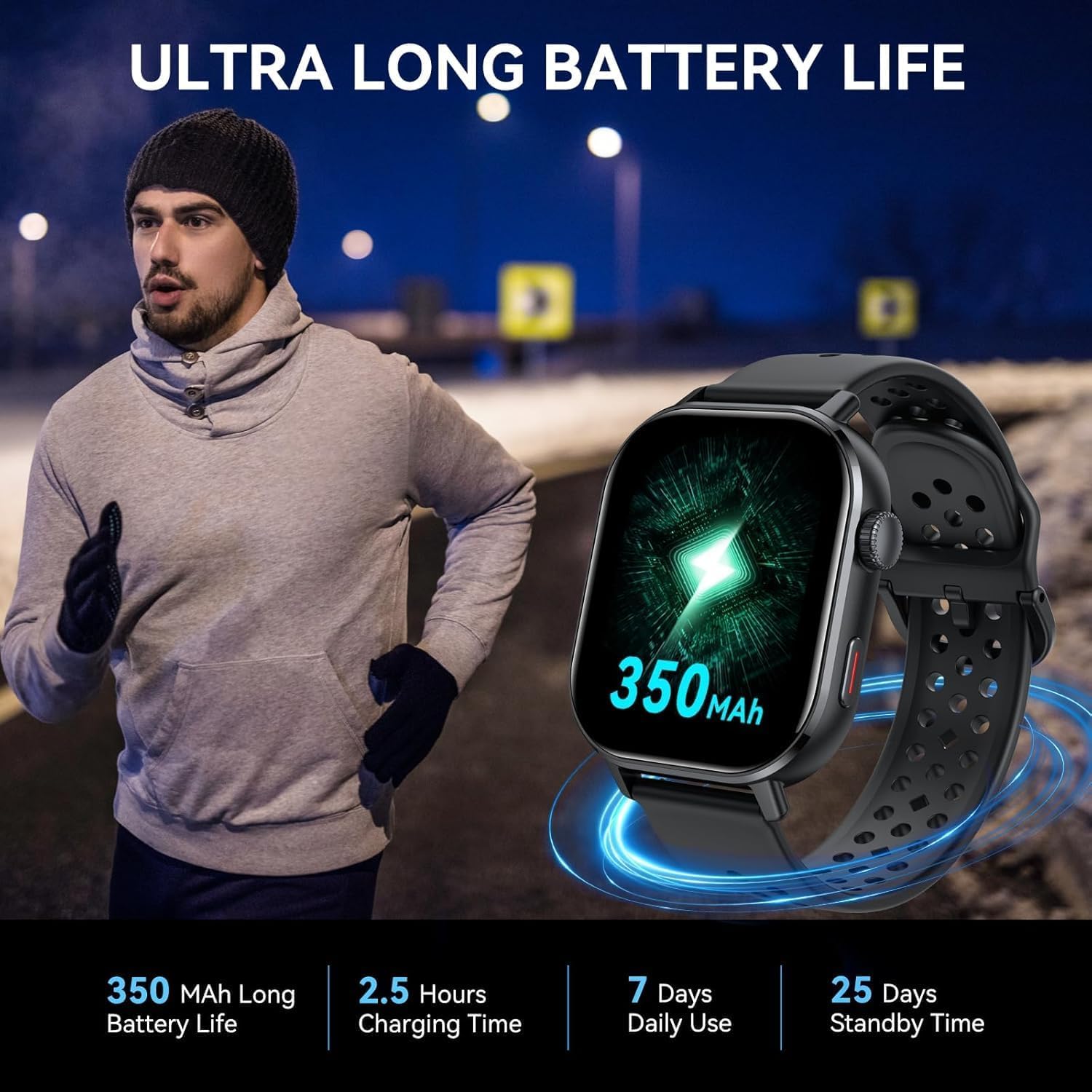 Militär Smartwatch Herren mit GPS, 2.06'' AMOLED Display Smart Watch mit Telefonfunktion, Fitnessuhr für Outdoor, Herzfrequenz, Schlafmonitor, 131+Sportmodi , 5ATM Wasserdicht Sportuhr für Android iOS