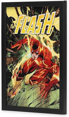 Miniatura 2 de DC Comics The Flash Fiery Scene - Decoración de pared de madera enmarcada  Arte de pared Flash para hombre cueva o sala de cine