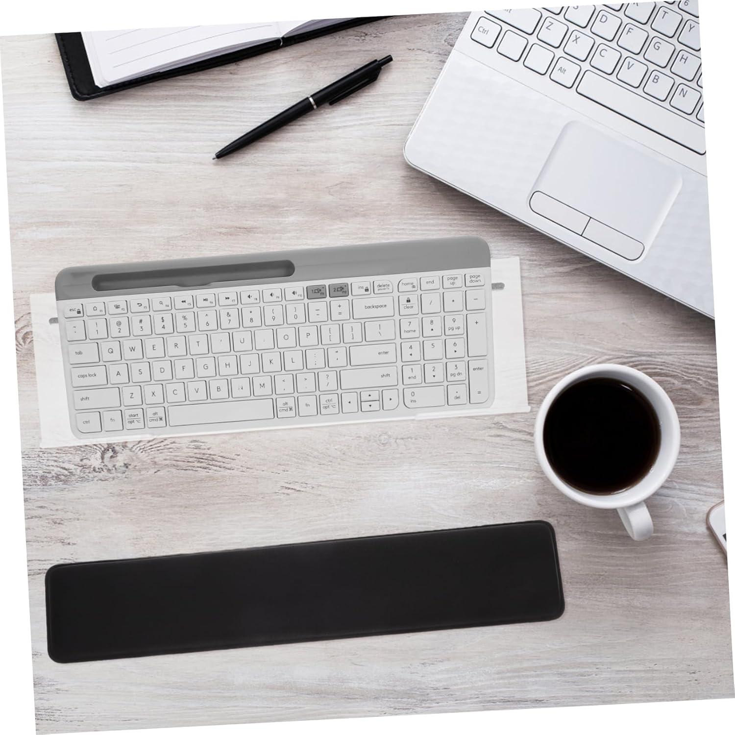 STOBOK Ergonomic Z-Shaped Keyboard Stand with Acrylic Design Adjustable Height for Comfortable Typing Includes Wrist Rest Mouse Pad for Home and Office Use