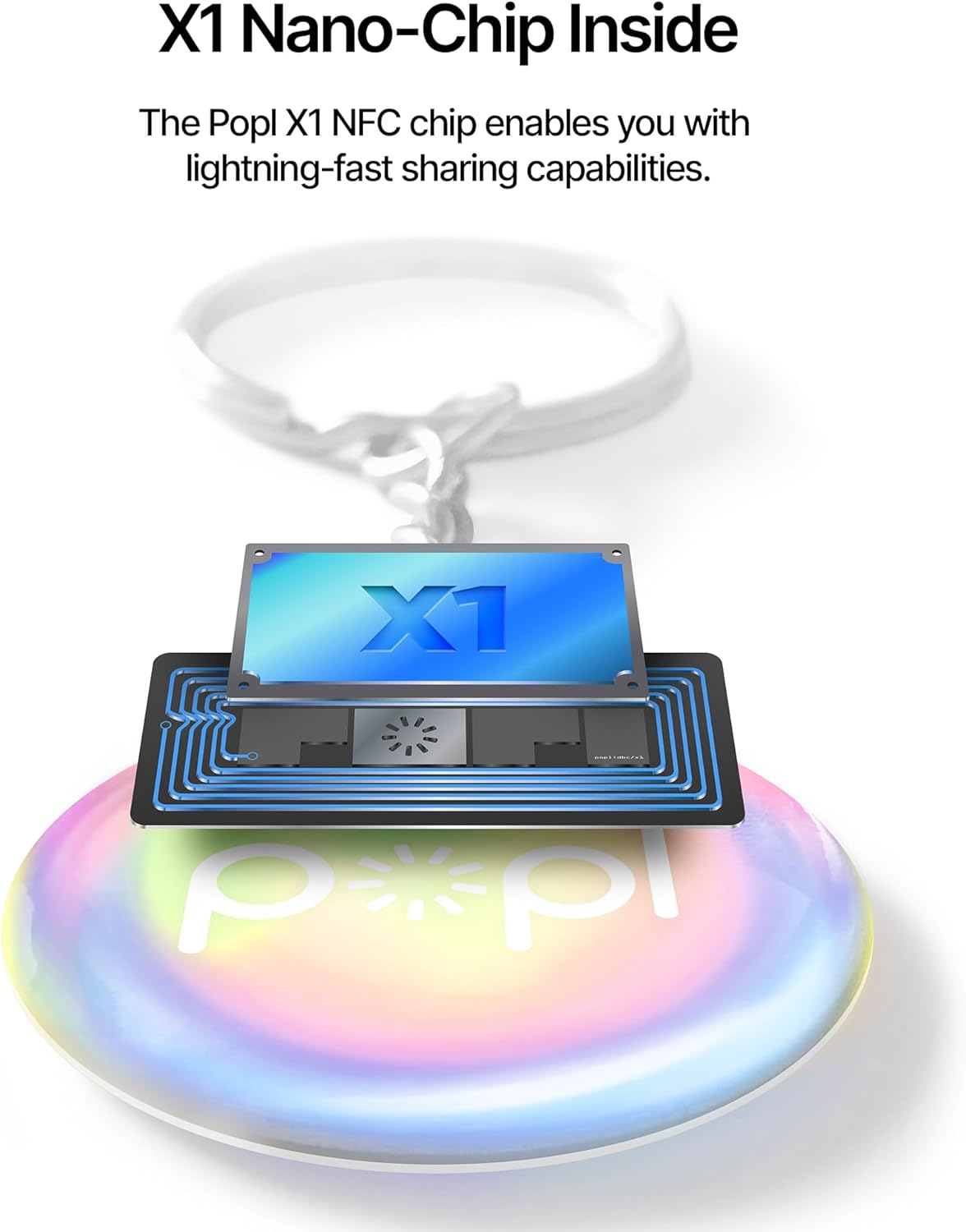 Authentic Patented Popl Keychain™ (Avoid Fake Knockoffs) - Smart NFC Networking Card - Simply Tap to Exchange Contact Info, Capture Leads, & Manage Contacts (Prism QR)