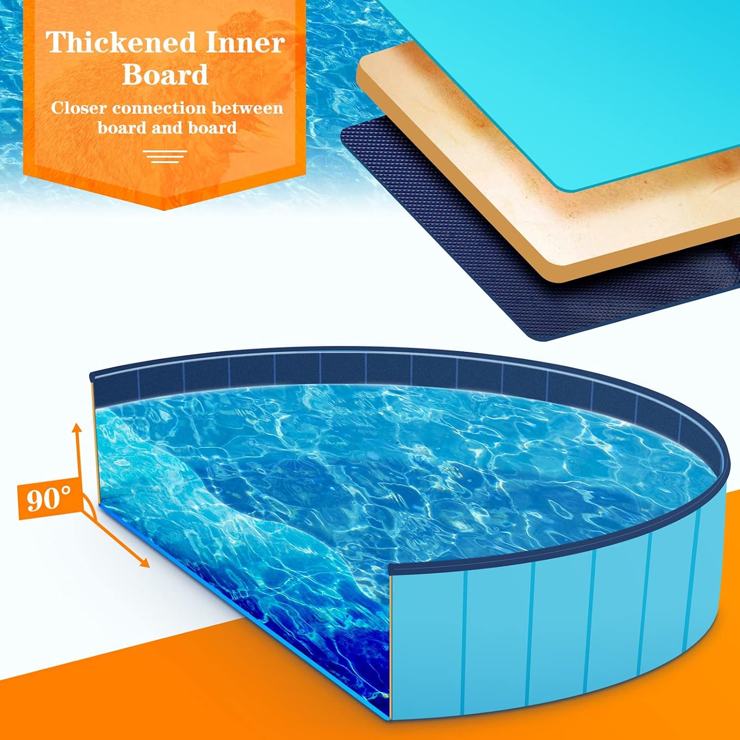 Timoo Foldable Dog Pool for Small Dogs 39 Inches Slip-Resistant Pet Pool Bathing Tub PVC Wading Pool, Collapsible Dog Swimming Pool for Outdoor & Indoor, Blue