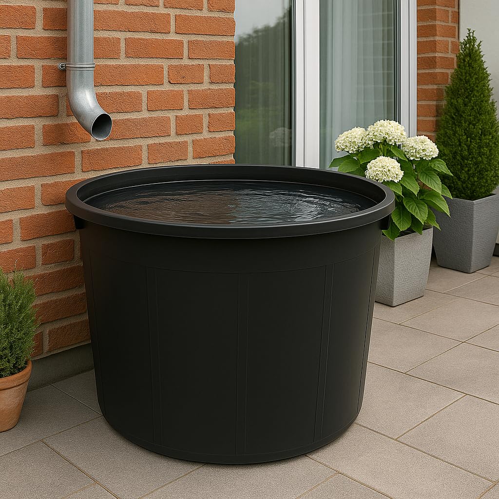Ondis24 Regentonne 1000 Liter, Regenfass XXXL, Regenwassertank aus schwarzem Kunststoff, Wasserfass, Robust & UV-Beständig, Wasserspeicher Fass aus LDPE