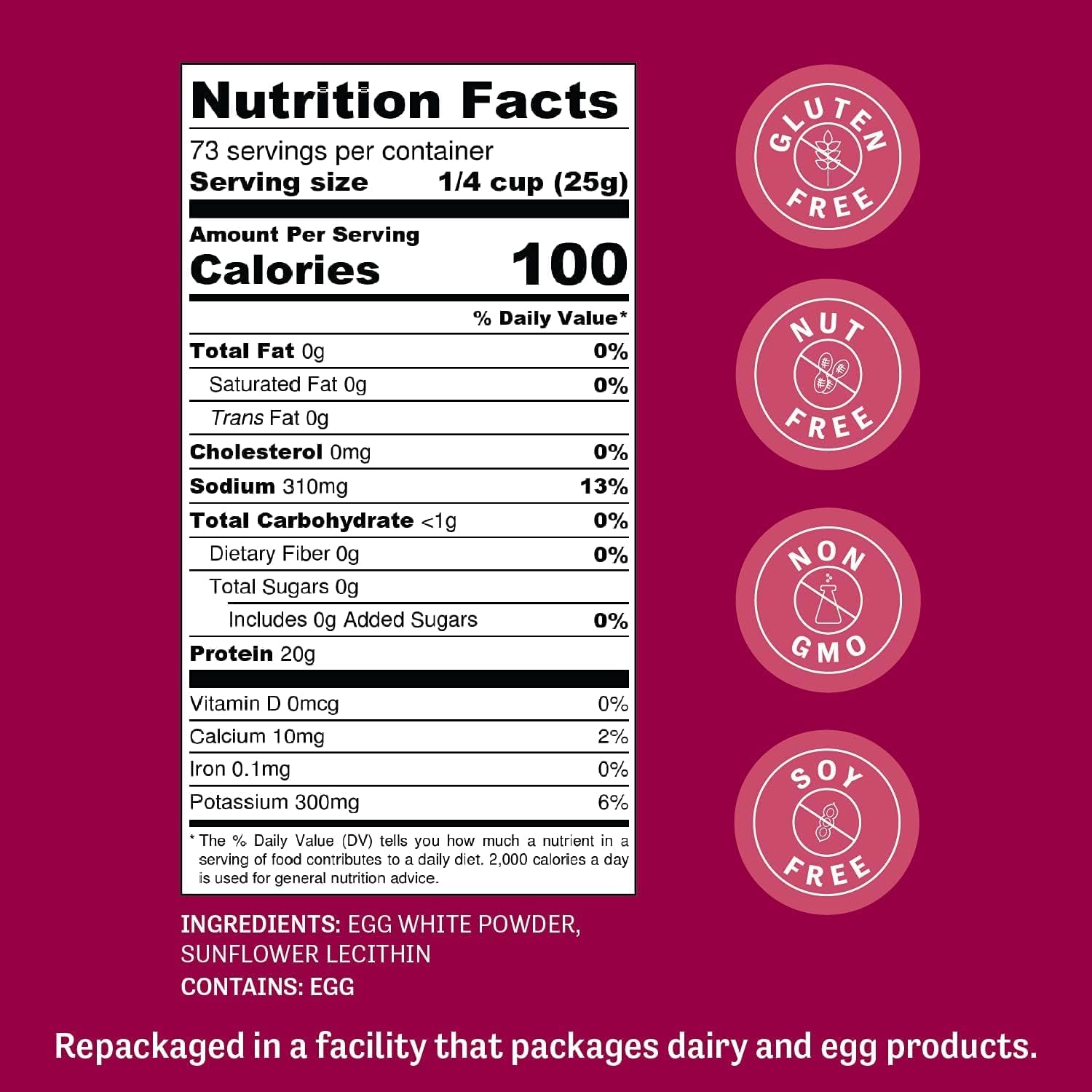 Judee’s Unflavored Egg White Protein Powder for Fast Blending 4 lb - 100% Non-GMO, Keto-Friendly, Pasteurized - Dairy-Free, Soy-Free, Paleo-Friendly, Gluten-Free and Nut-Free - Made in USA