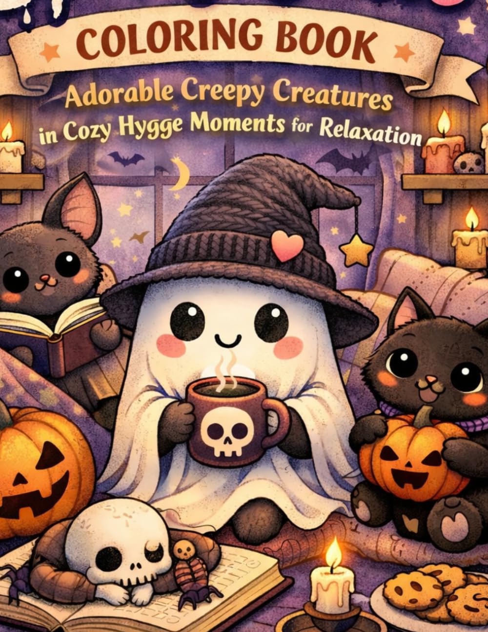 “Spooky Cutie Coloring Book: Adorable Creepy Creatures in Cozy Hygge Moments for Relaxation FOR KIDS