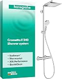 hansgrohe Crometta E - Colonna doccia a risparmio idrico (EcoSmart) con miscelatore termostatico, sistema doccia (240 x 240 mm) con rubinetto, doccetta, tubo, asta e soffione doccia, cromo, 27281000 - 1