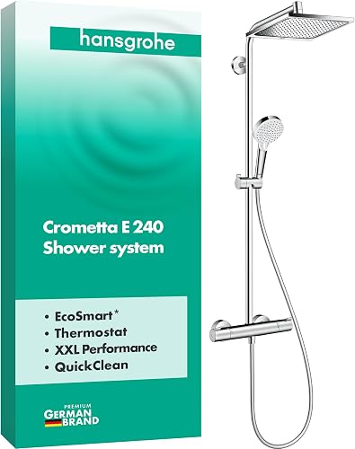 hansgrohe Crometta E Shower System with Thermostat, Rainf…
