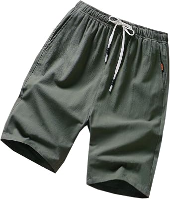 GUNLIRE Big Boys Linen Shorts Summer Drawstring Elastic Waist Casual Shorts for Boys with Pockets