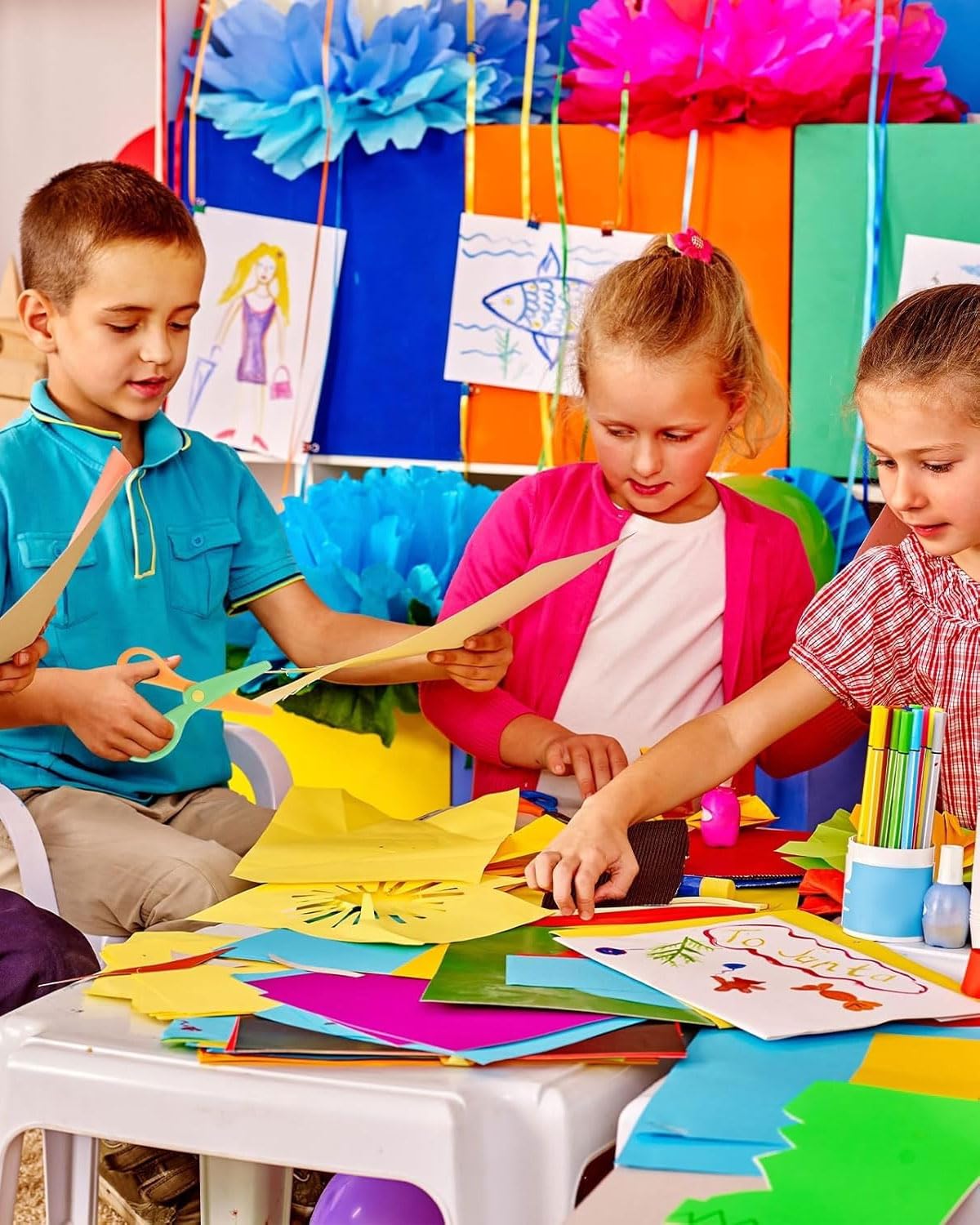Ciseaux de Sécurité Mini Kids 10,7cm Plastique PP pour Enfants d'âge Préscolaire Lot de 4