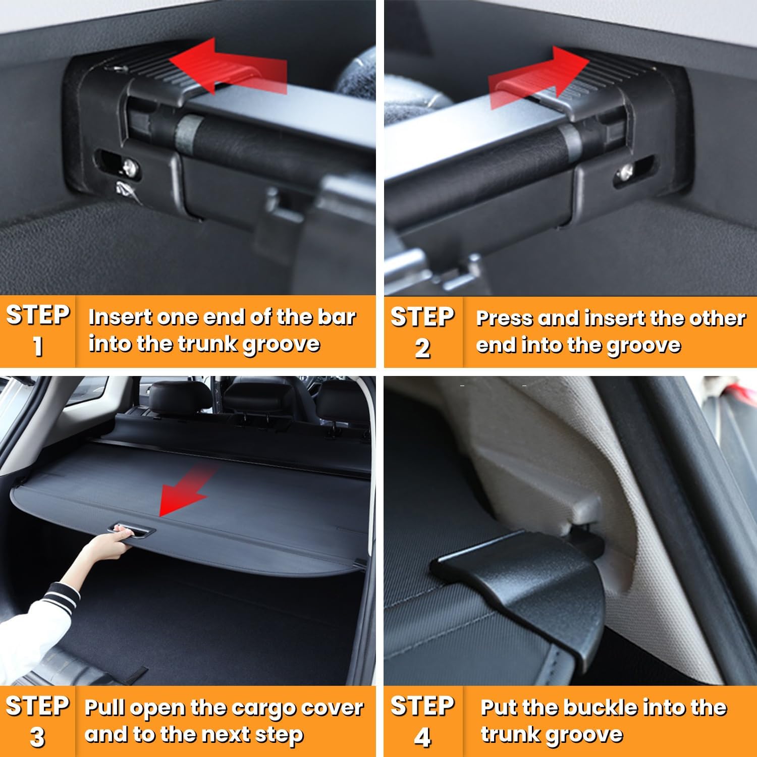 Trunk Cargo Cover For Toyota Rav4 2019 2020 2021 2022 2023 2024 2025 Hybrid LE XLE Premium Adventure TRD Off-Road Limited Accessories Retractable Rear Trunk Cargo Luggage Security Shade Shield Black