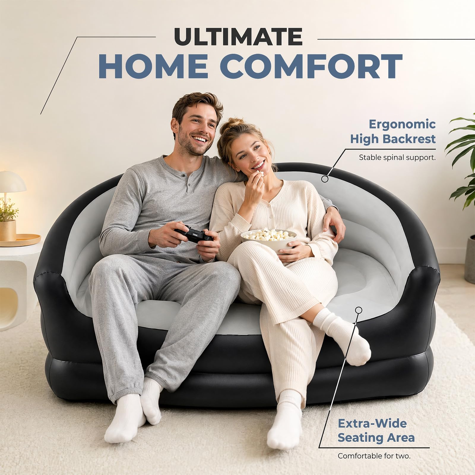 2-Sitzer Aufblasbares Sofa, Luftsofa mit Velours-Oberfläche - Aufblasbare Sofas