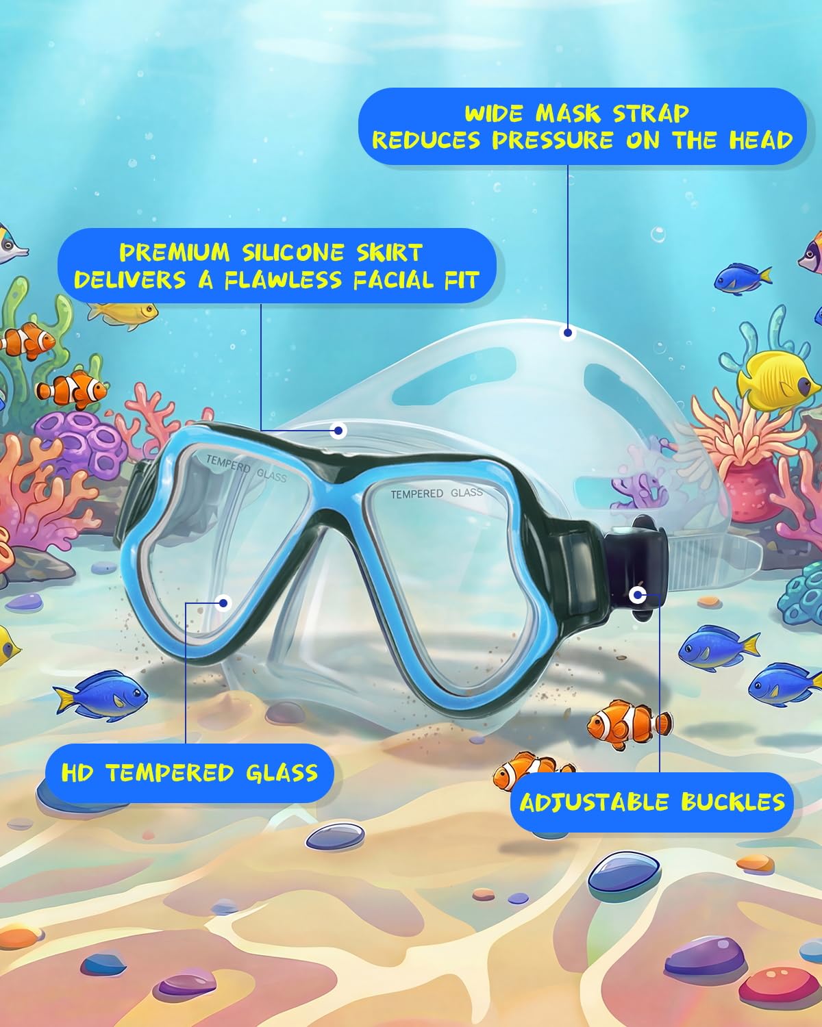 Equipo de esnórquel para adultos, jóvenes y niños, juego de máscara de esnórquel con parte superior seca, juego de máscara de buceo antivaho para adultos y jóvenes, máscara de buceo panorámica de