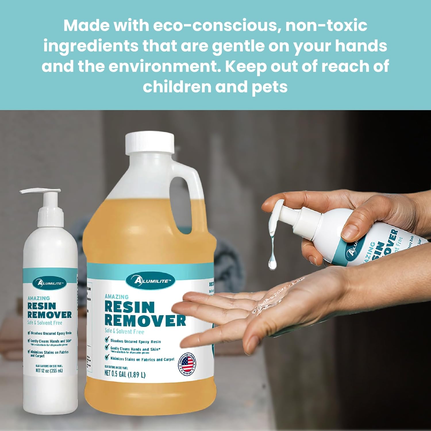 Alumilite Amazing Eco-Friendly Resin Remover 12 Oz, Easily Removes Uncured Epoxy Resin, Ideal for Making Heart Casting, Surface Cleaning, Tools, and Bottles