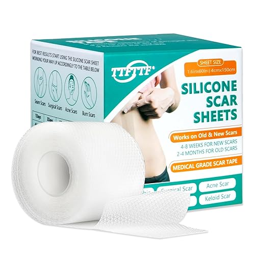 Cinta de silicona para cicatrices, hojas de silicona para cicatrices (rollo de 1.6 x 60 pulgadas, 4.9 ft), cinta de silicona reutilizable de grado