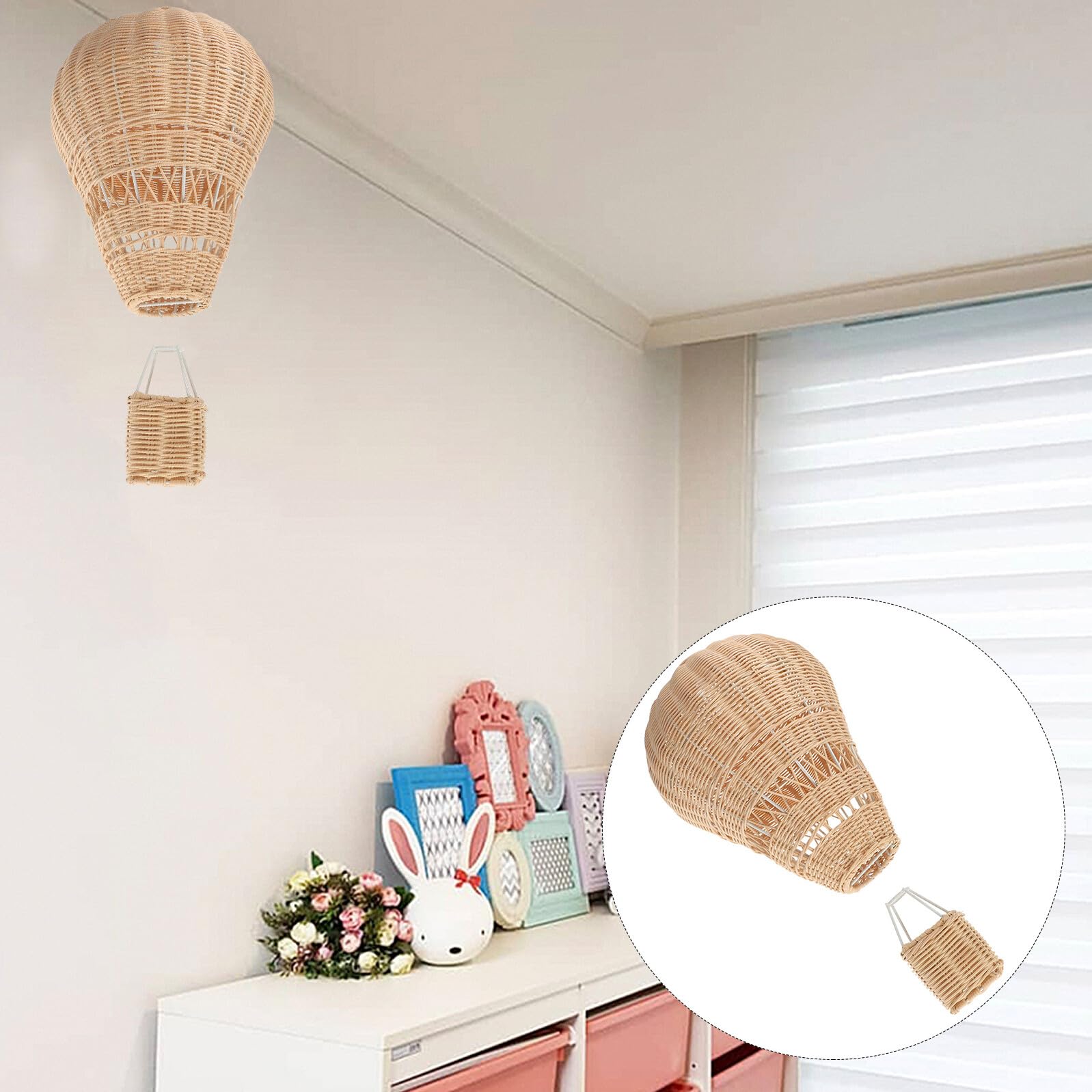 Gatuida Handgewebter Rattan Heißluftballon Anhänger Natürliche Hängedekoration für Kinderzimmer Party und Garten Kreative Tragbare Deko für Jungen und Mädchen Romantisch und Vielseitig