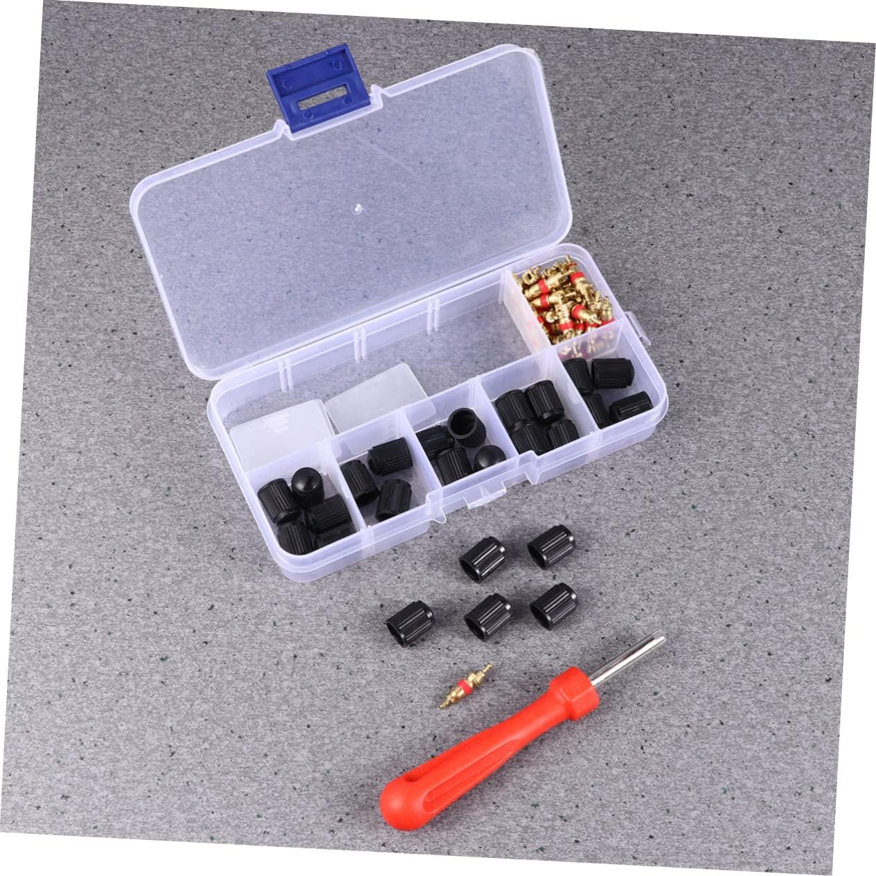 61Pcs Tire Valve Core Wrench Set Durable Repair Tool for Easy Removal and Installation of Valve Cores for Motorbikes Bicycles Trucks and