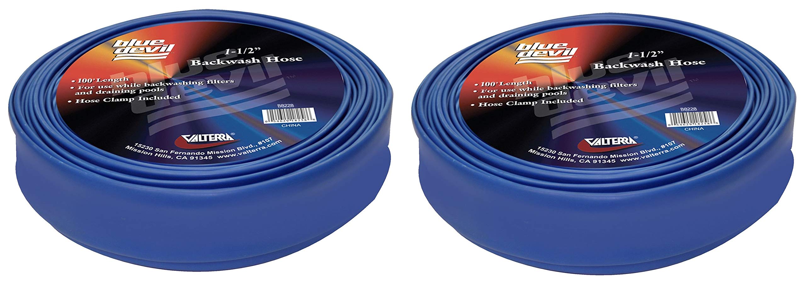 Blue Devil 100-Foot Backwash Hose for Pool with Hose Clamp, 1-1/2