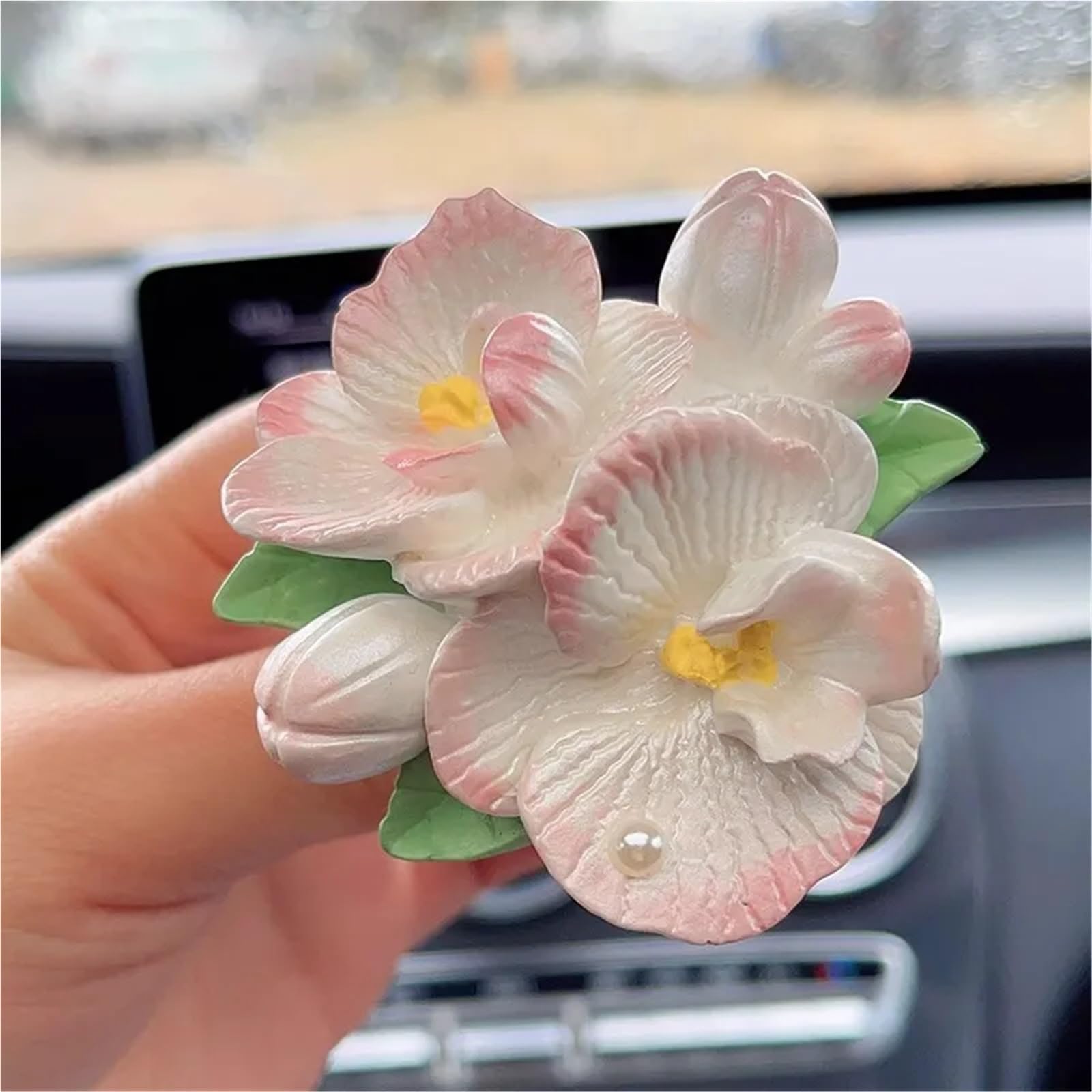 Difusor de Aroma for Aire Acondicionado de Coche, 1/2 Unidades, diseño de orquídea Mariposa, Perfume Decorativo(2pcs)