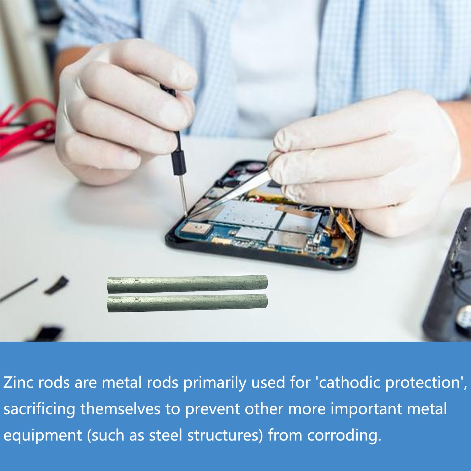 4Pcs Zinc Rod Zinc 99.99% High Purity Diameter 8mm, Length 100mm for Scientific Experiment Research,Industry，Ship Protection Anti Corrosion
