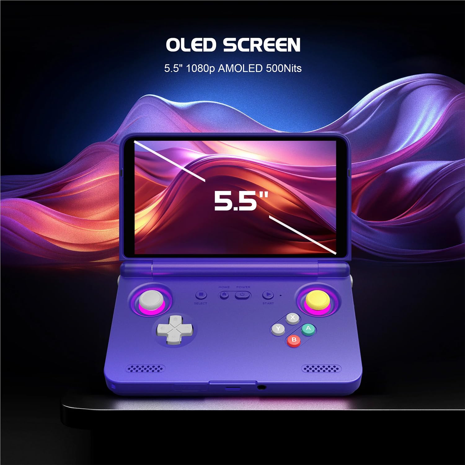 Retroid Pocket Flip 2 Blu Ghiaccio Console Retro SD865 8GB/128GB | Console a conchiglia tascabile con AMOLED da 5,5", Snapdragon 865 e joystick Hall senza drift per giocare in movimento.