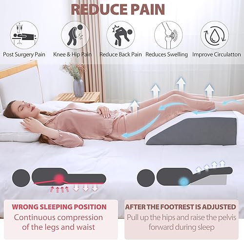 Miniatura 3 de Touchutopia Almohada elevada para piernas de cuña de cama, soporte de piernas de alta densidad, cuña de espuma de apoyo, alivia y recupera lesiones