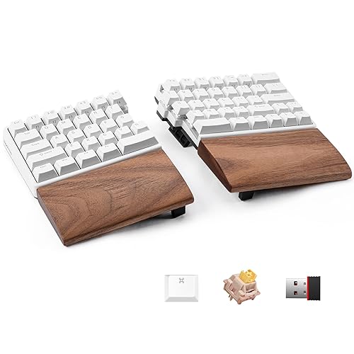 NocFree Wireless Ergonomic Split Mechanical Keyboard with Wrist Rest- Silent, RGB, Foam, Hot-Swappable, Compact 60% Layout, Palm Rest, Programmable for Mac & Windows, PBT Keycaps - RGB+Foam+Palm Rest - Silent