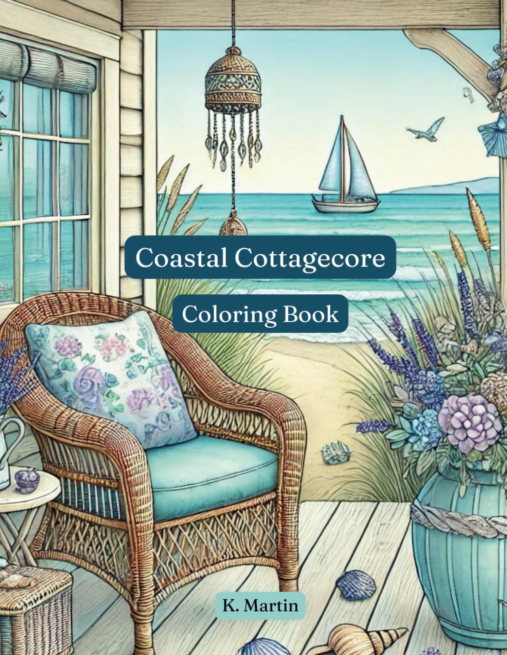 Coastal Cottagecore Coloring Book: 25 Relaxing Pages Blending Seaside Vibes with Vintage Cottage Style