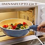 23Pcs Céramique Ensemble de vaisselle non bâton Pots et casseroles Ensemble de cuisine non toxique avec poignée amovible Space Sauvetage, Four & Lave-vaisselle Coffre-fort, Bleu marine