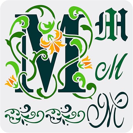 FINGERINSPIRE Initial M Painting Stencil: Unleash Your Artistic Creativity