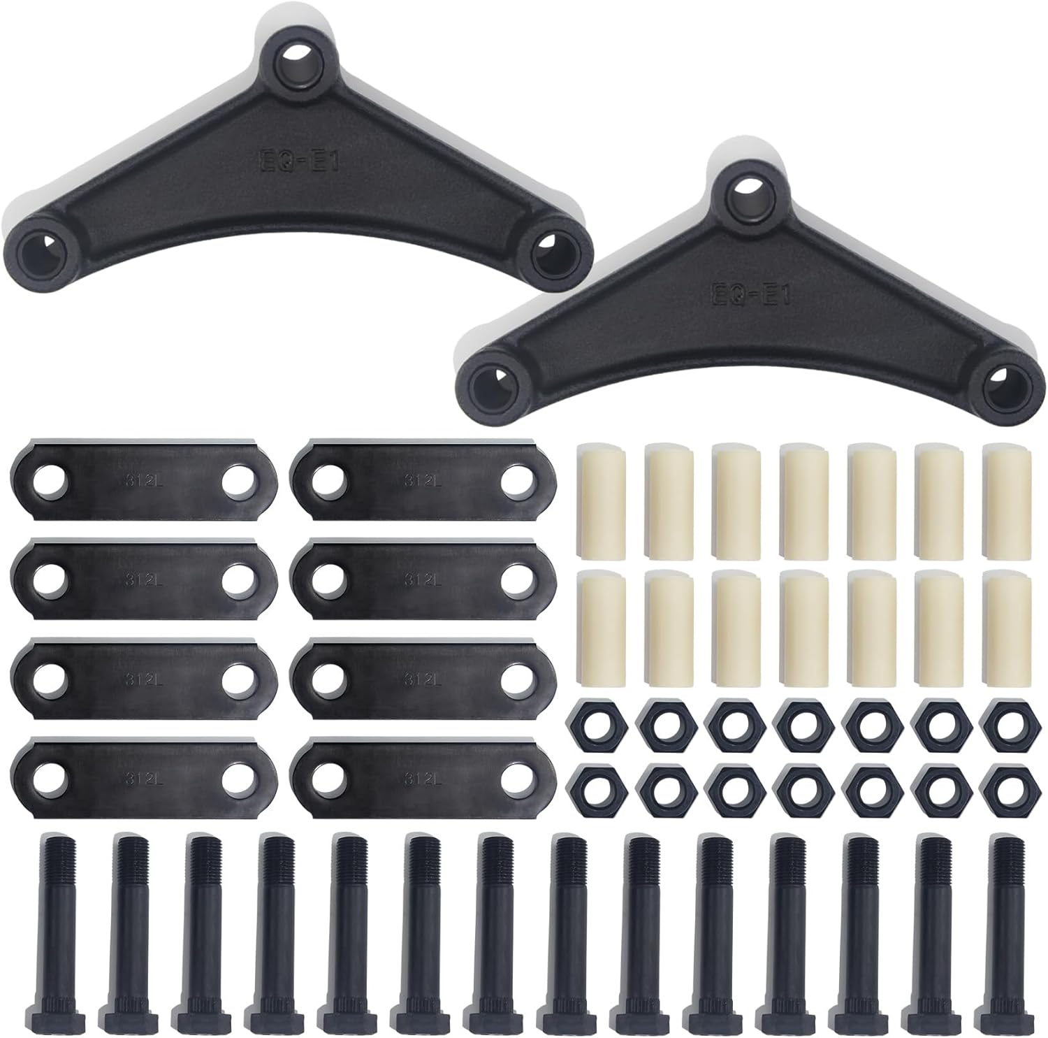 Trailer Axle Equalizer 312L Shackle Kit, Trailer Tandem Axle Suspension Shackles Equalizers Kit for Double Eye Leaf Springs 3500 lbs to 5200 lbs Axles (14 Bushings, 14 Bolts 14 Nuts)