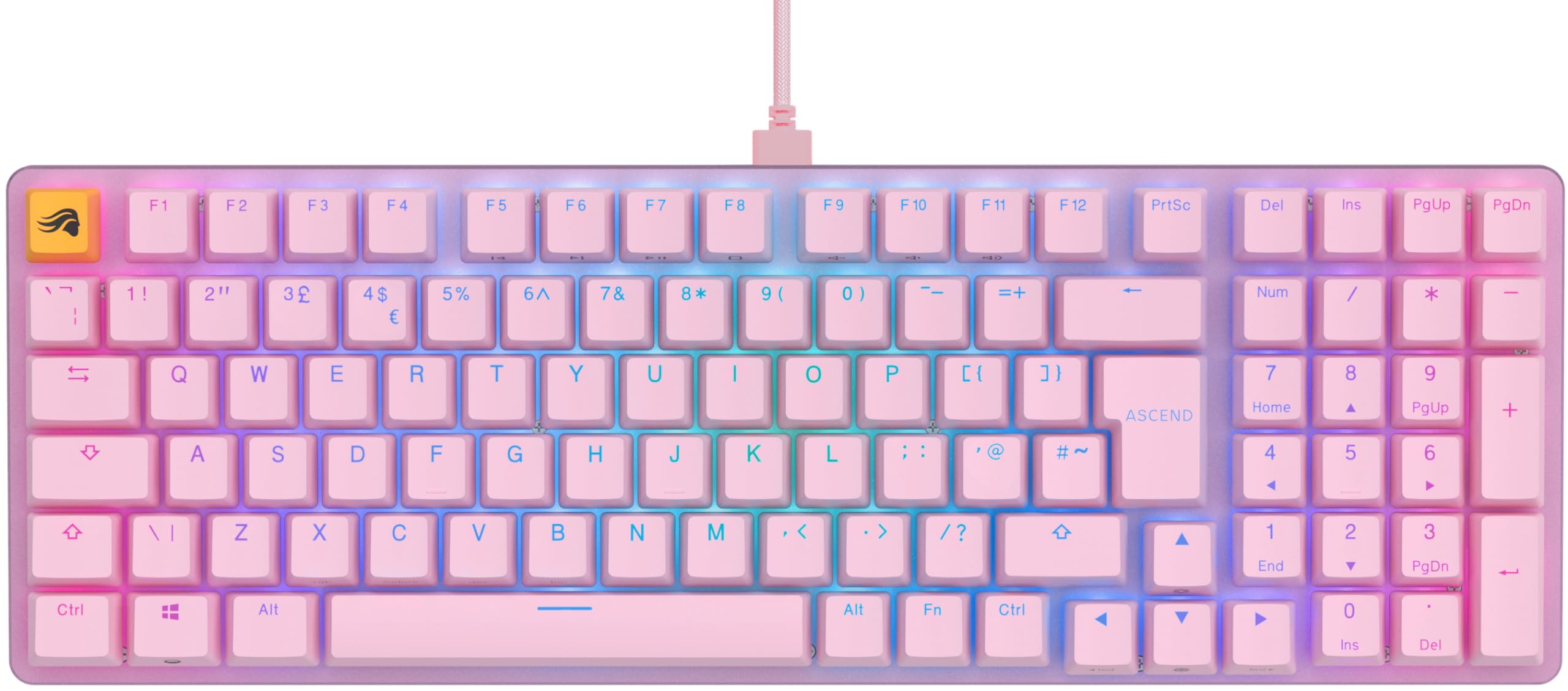 GLORIOUS Gaming GMMK 2 Full Size (96%) - Tastiera da gaming meccanica, struttura in alluminio, personalizzabile, tasti a doppia iniezione, Fox Switches, RGB, layout QWERTY inglese - Rosa