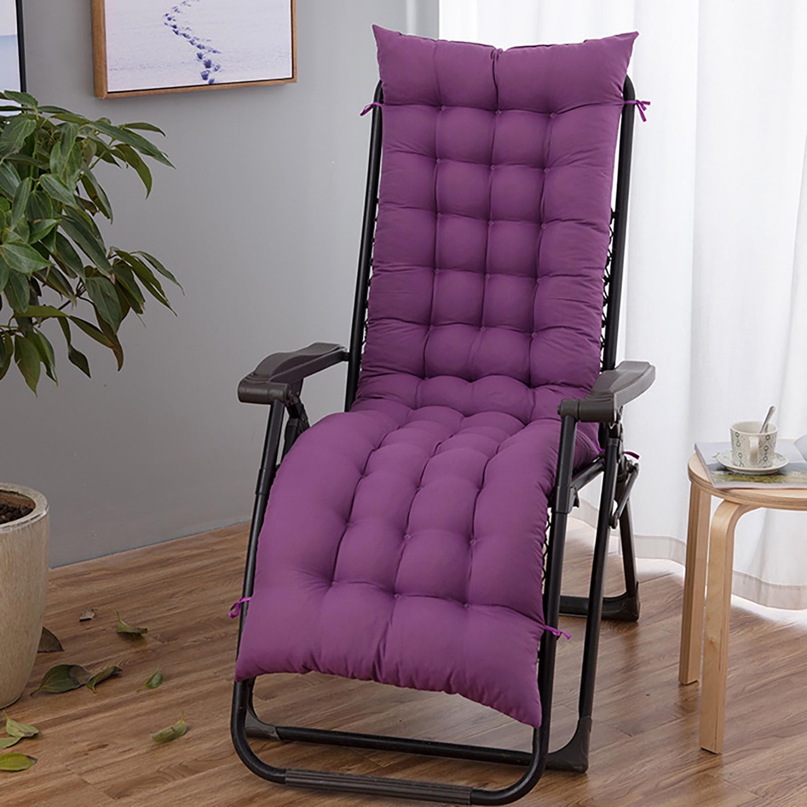 XANAYXWJ Cuscini per sedie a Sdraio da Giardino Cuscino Portatile Rilassante per Lettino Prendisole con Cinghie Comodo Cuscino reclinabile per Patio 48x165 cm Viola Ideale per Il Relax all'aperto