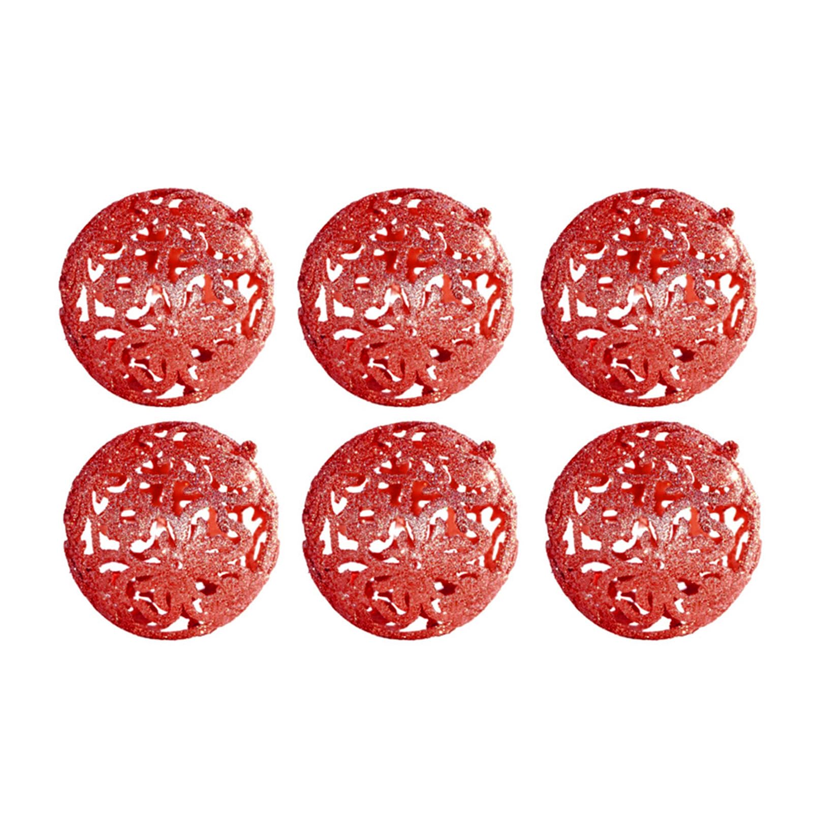 Buxuaaaa 6Pcs Glittering Hollow Christmas Ball Ornament 55mm Shatterproof Decorative Baubles for Christmas Tree Decorations Holiday Ornament