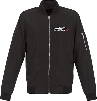 JH Design Mens Dodge Charger Jacket Zip Up Nylon Coat Embroidered Patch Logo