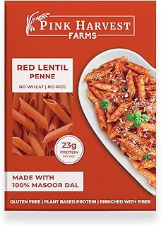 Pink Harvest Farms Red Lentil Pasta | No Rice - No Maida | Vegan | Gluten Free | High Protein | (Red Lentil Penne Pasta, 2 Price In India