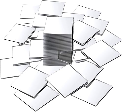 50 piezas de mini tamaño cuadrado adhesivo espejo cuadrado pequeño espejo para manualidades y proyectos de bricolaje, suministros para decoración