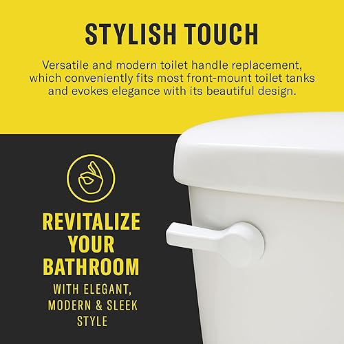 Miniatura 10 de Qualihome Manija de inodoro de montaje frontal, mango universal para inodoro, elegante manija de inodoro, kit completo de repuesto de mango de