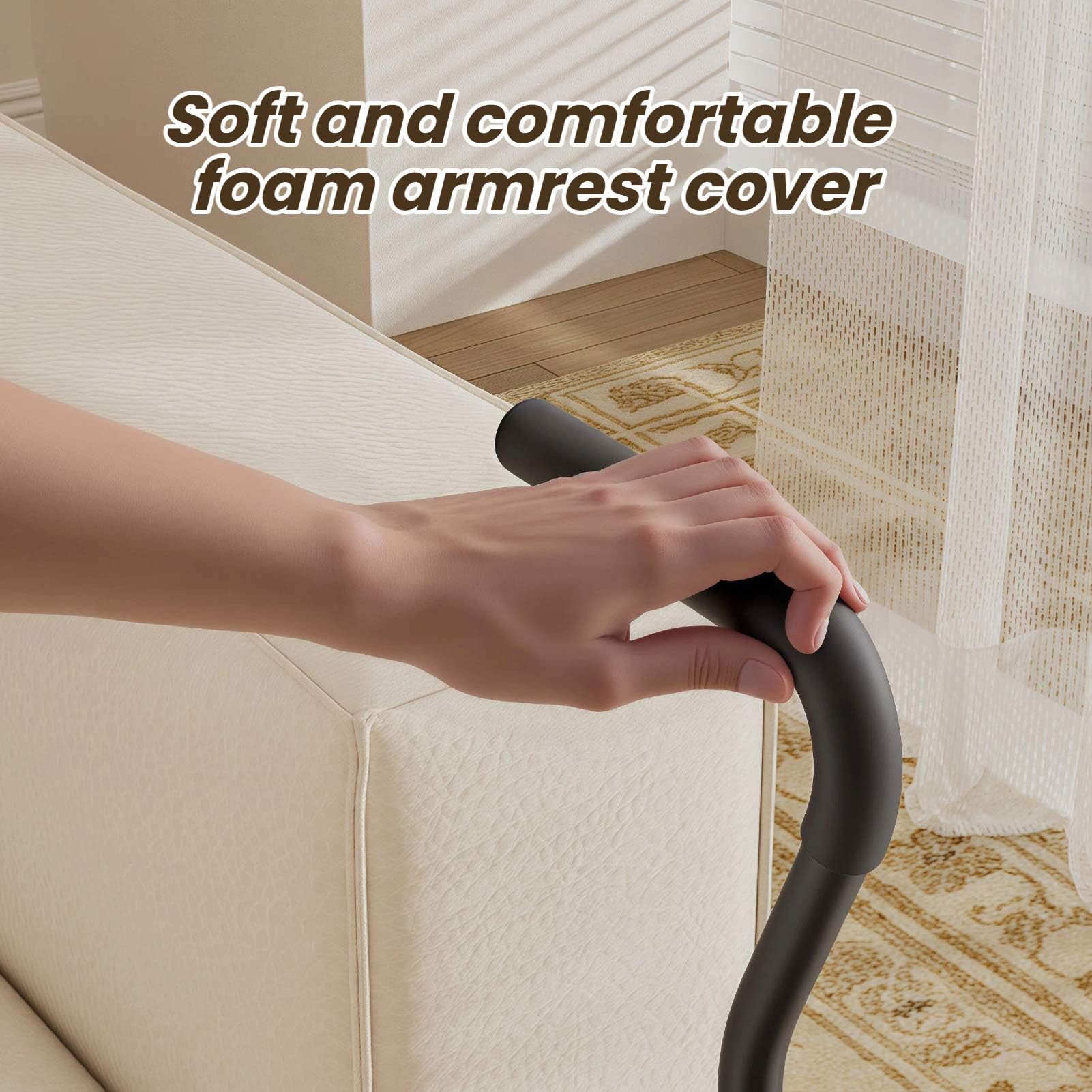 Soporte para personas mayores, altura ajustable de 62 a 87 cm, mango antideslizante y portavasos, adecuado para sofá, silla, ideal para personas mayores y personas con discapacidad