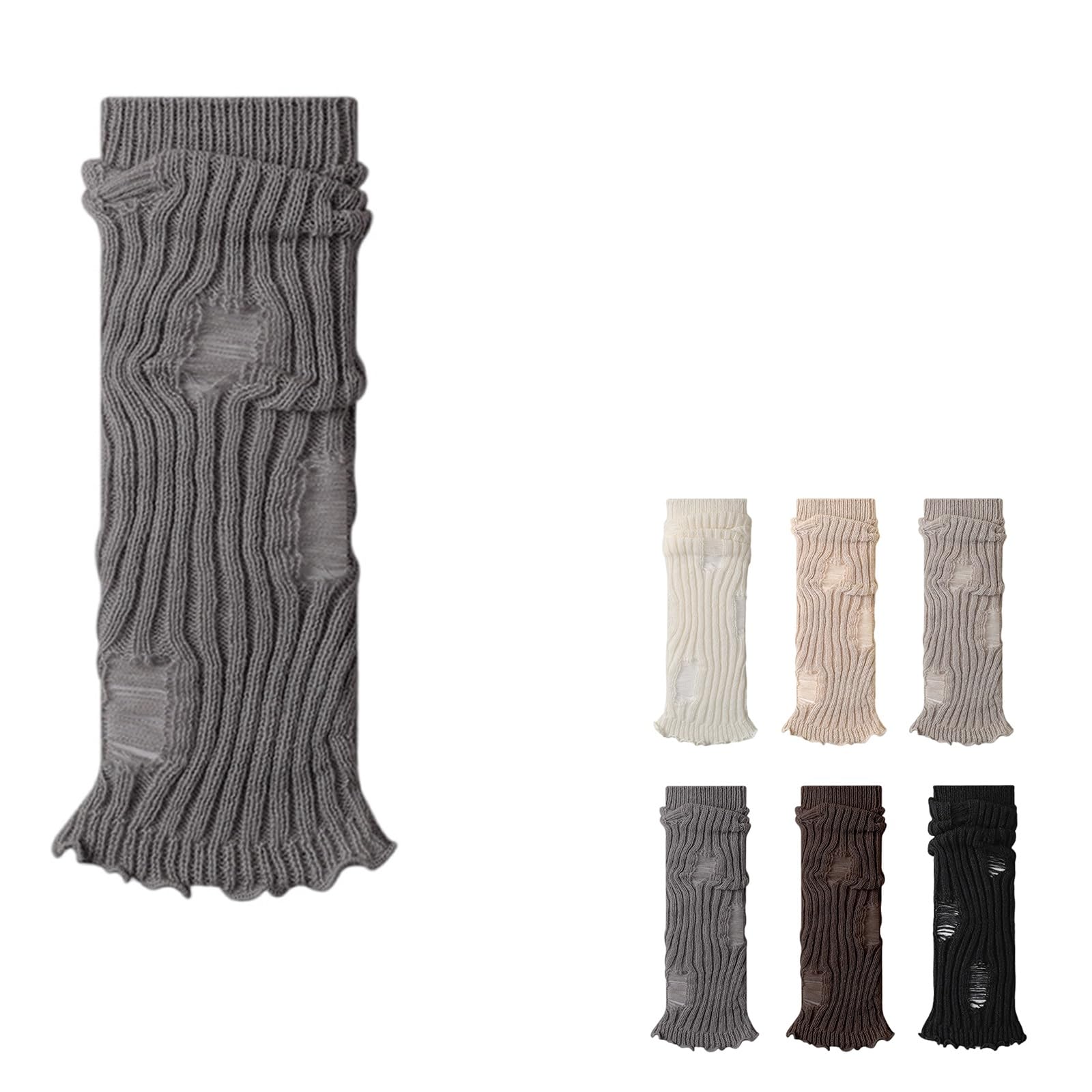 Jambières en tricot côtelé extensibles et isolantes gris foncé