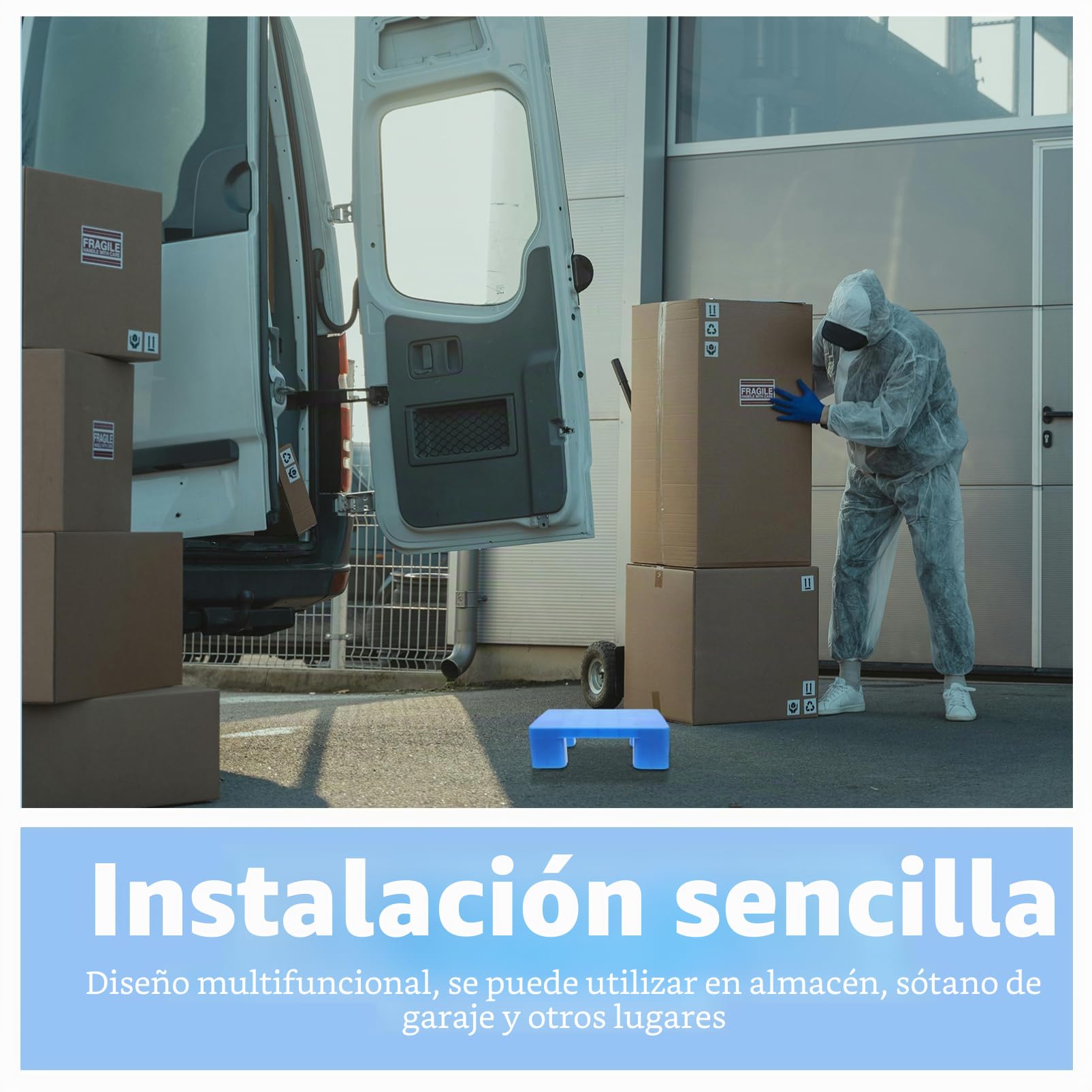 WOONEKY Palet Pequeño de Plástico Abs para Sótano y Supermercado, Plataforma de Contención de Derrames, Fácil Instalación y Ventilación