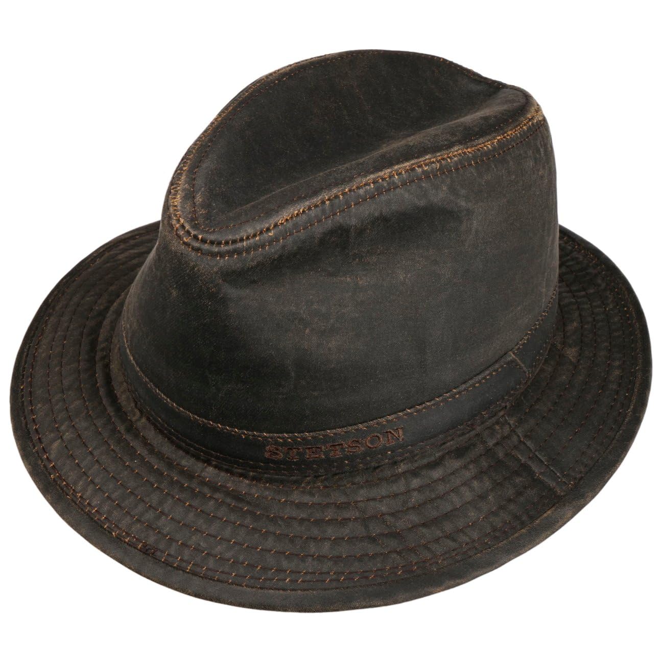 Stetson Berico Traveller Hut Herren Männerhut Baumwollfutter Einfarbiger Stoffhut Used-Look Integrierte Ohrenklappen Herbst Winter