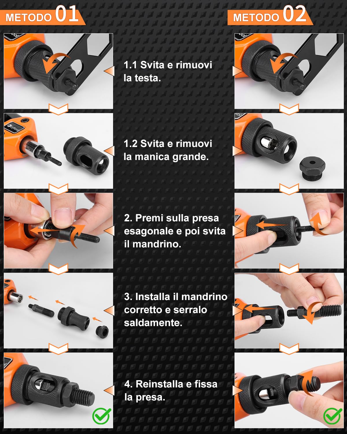 Lytool Pinza per Dadi Rivetto 13'', Kit Rivetti Filettati M3–M12, Set 70 Pezzi con 7 Mandrini, Utensile Professionale per Metallo, Carrozzeria, Officina
