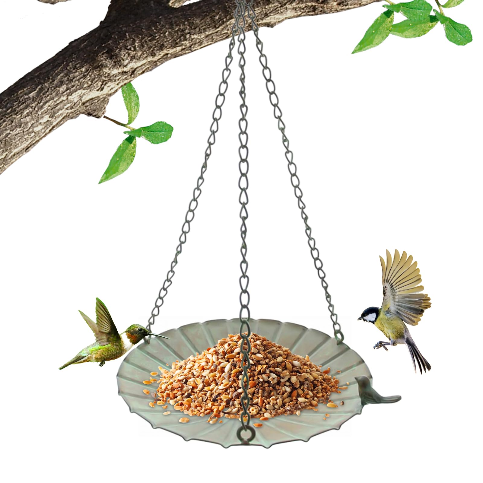 Mangeoire à Oiseaux en Fer Contre le Manque de Nourriture et d'Eau en Extérieur