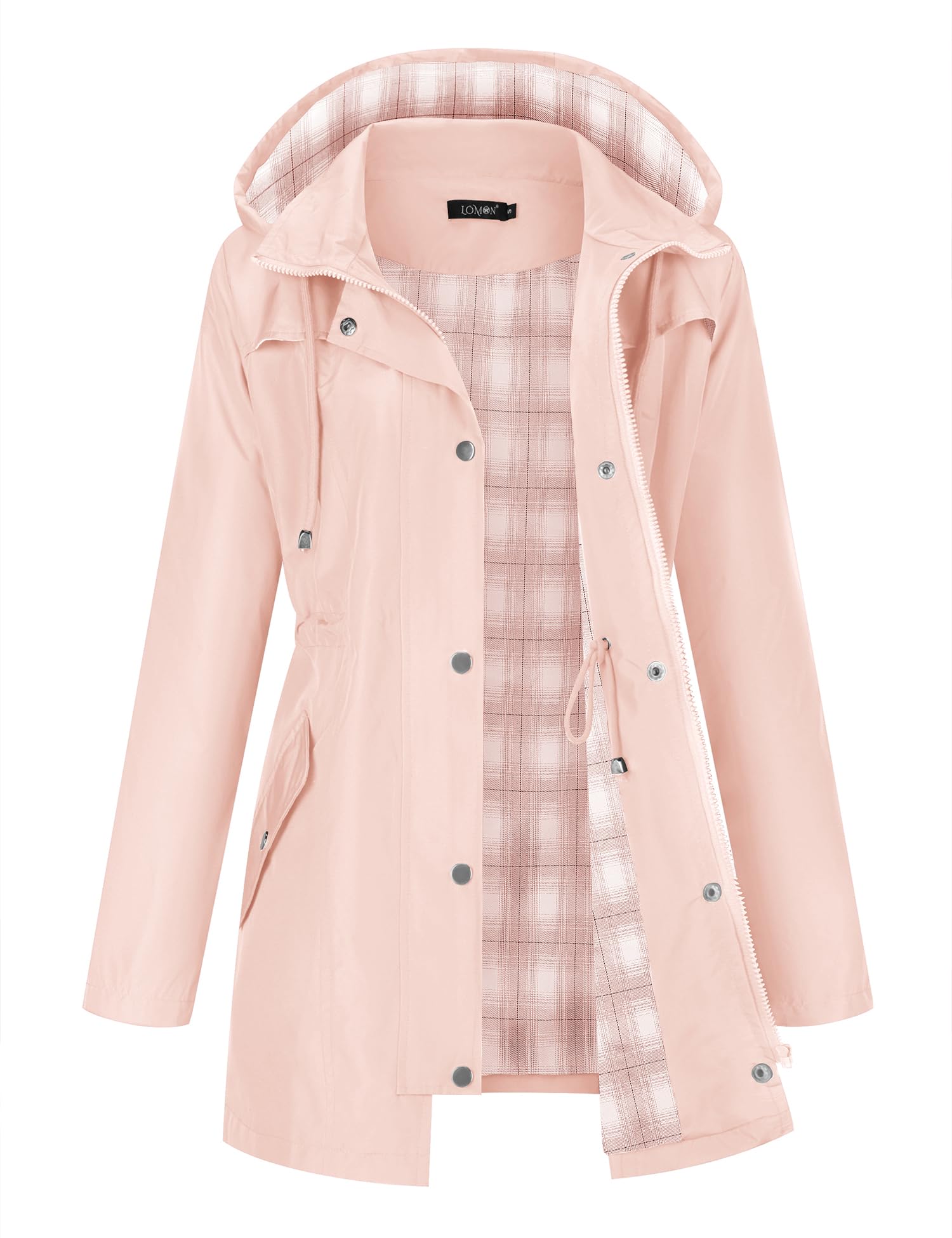 LOMONWomen Waterproof Outdoor Hiking Raincoat Women Lined Rain Jacket Lightweight Hooded Jackets Trench Coats