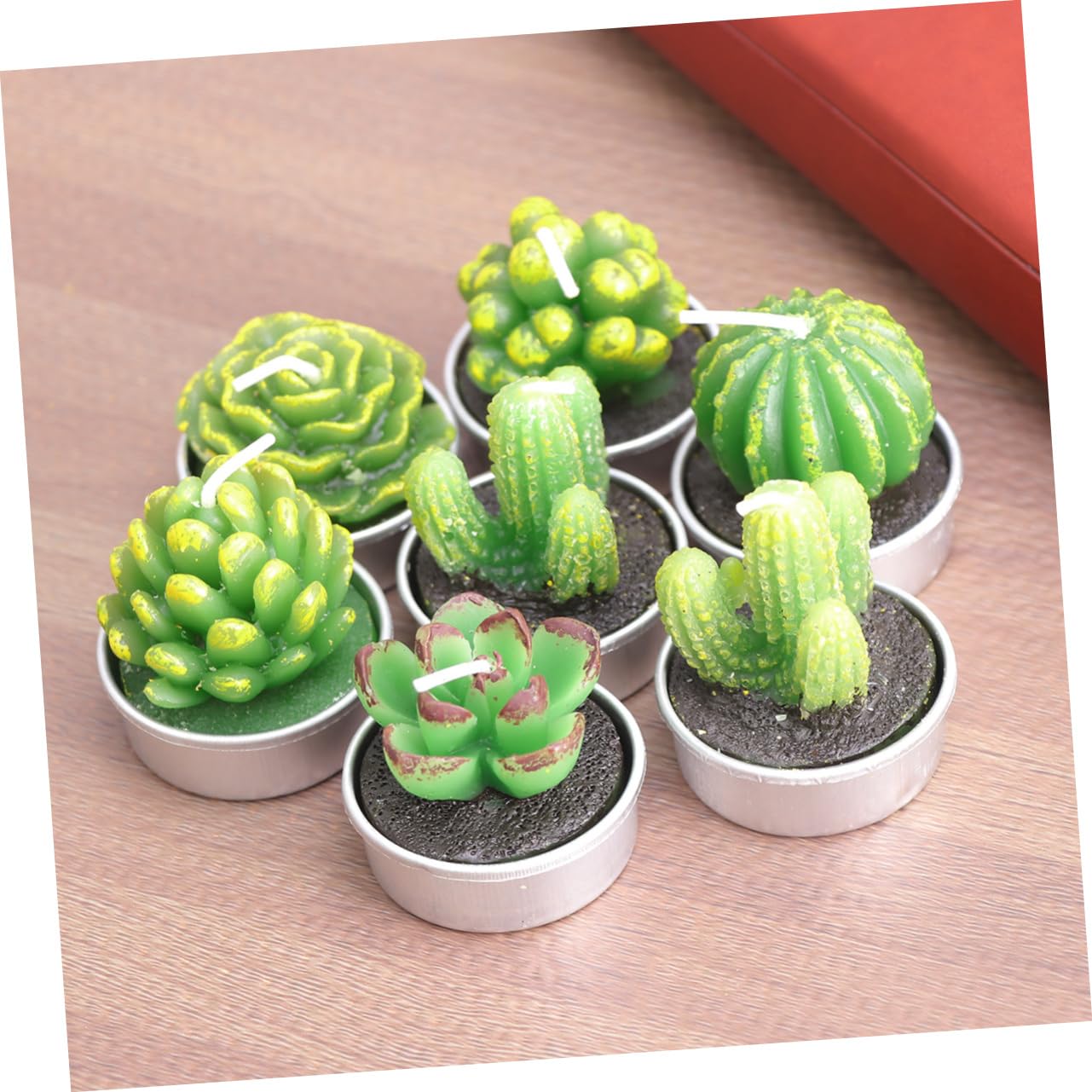 STOBAZA 12pcs Decorative Tealight Candles Realistic Plant Candles for Home Decor Weddings Parties Festivals Burn Smokeless Paraffin Wax Holders