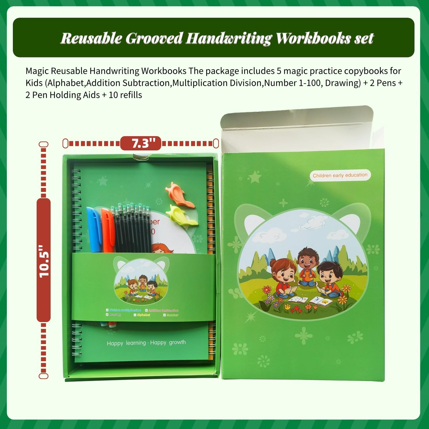 Groovd Magische Schreibbücher Für Kinder – 4er-Set, Wiederverwendbar Mit Stift Für Handschrift & Mathe (3-8 Jahre)