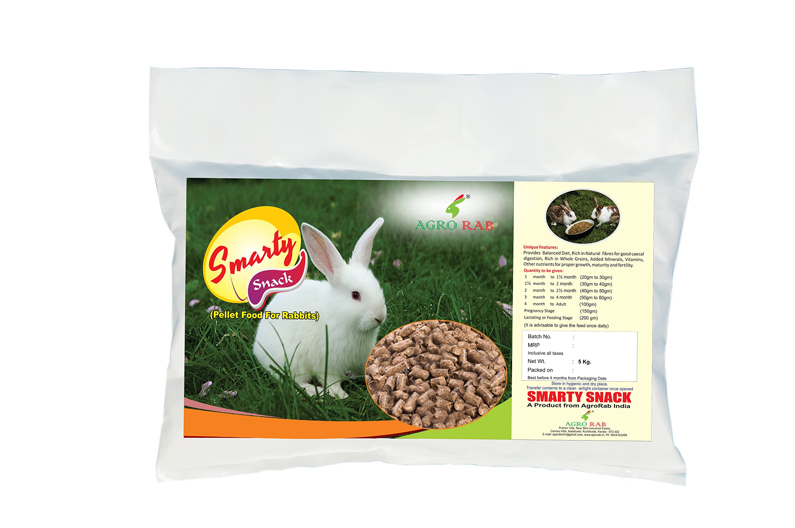 AGRO RAB Smarty Snack Pellet Food for Rabbit (3 KG)