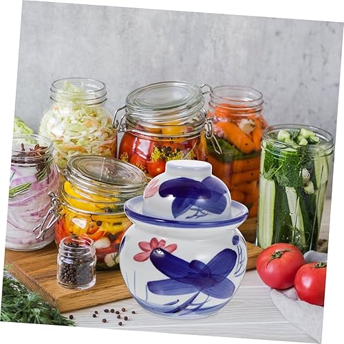 Miniatura 8 de LIFKOME Kimchi Onggi Olla de ron Olla de almacenamiento de fermentación Tarro de almacenamiento de cerámica Tarro de almacenamiento de fermentación