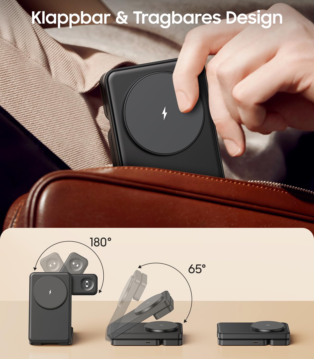 Station de charge inductive magnétique pliable 3 en 1 pour Samsung Galaxy S26 S25 S24 S23 Ultra/Z Fold/Flip 7/6/5, Galaxy Watch Ultra 8/7/6/5/Pro, Galaxy Buds/Pro